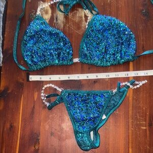 Sequin Teal Bikini Set